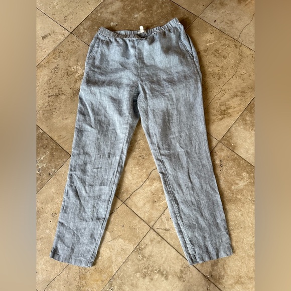 Eileen Fisher ladies linen pants XS/TP good condition elastic waist, bluish gray - Picture 3 of 10